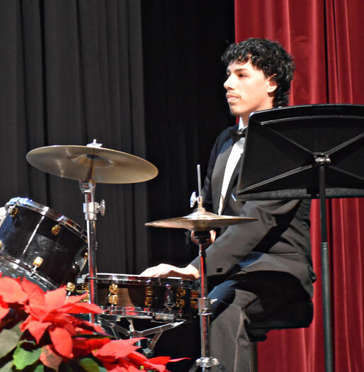 Senior Leo Barrientos awaits his cue on drums.